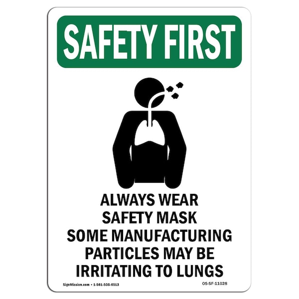 OSHA Sign, Always Wear W/ Symbol, 24in X 18in Rigid Plastic, 18" W, 24" H, Portrait